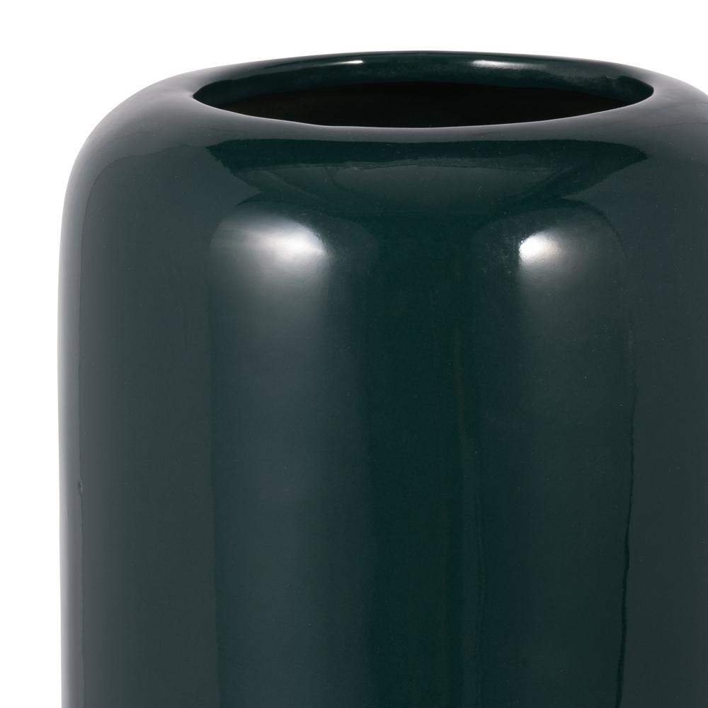 Cer, 18"h Grooved Vase, Forest Green. Picture 3