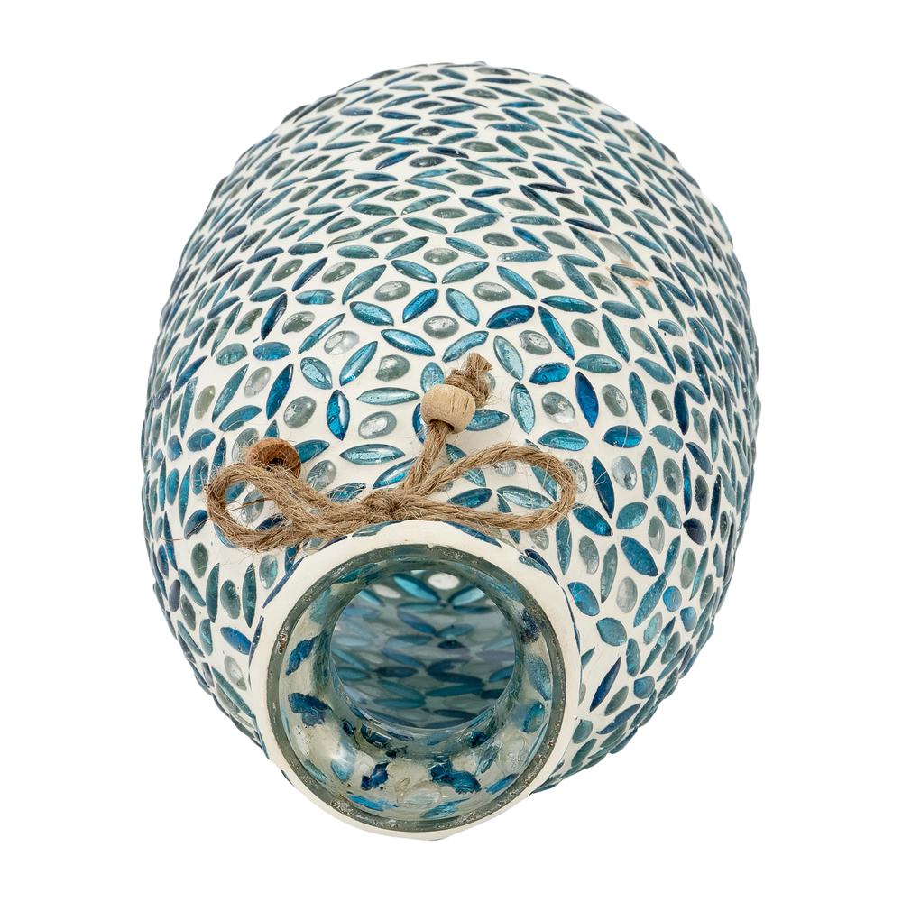 Glass, 9"h Mosaic Vase, Blue. Picture 4