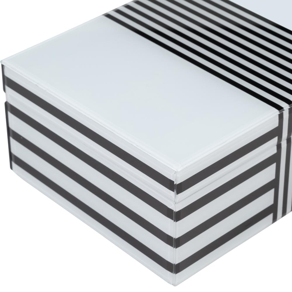 Wood, S/2 8/11" Striped Boxes, Black/white. Picture 6