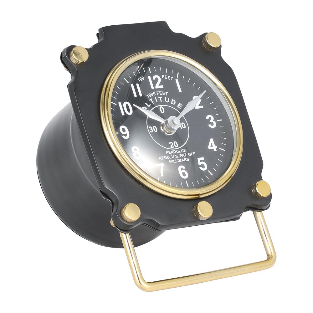 Metal, 6"h Altimeter Table Clock, Black. Picture 2