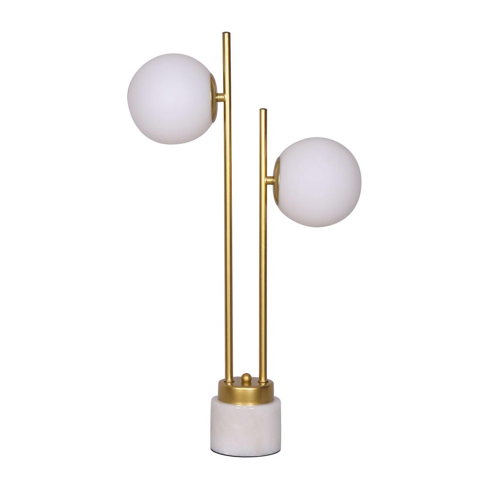 Glass/brass 23" Double Diffuser Table Lamp, Gold. Picture 1