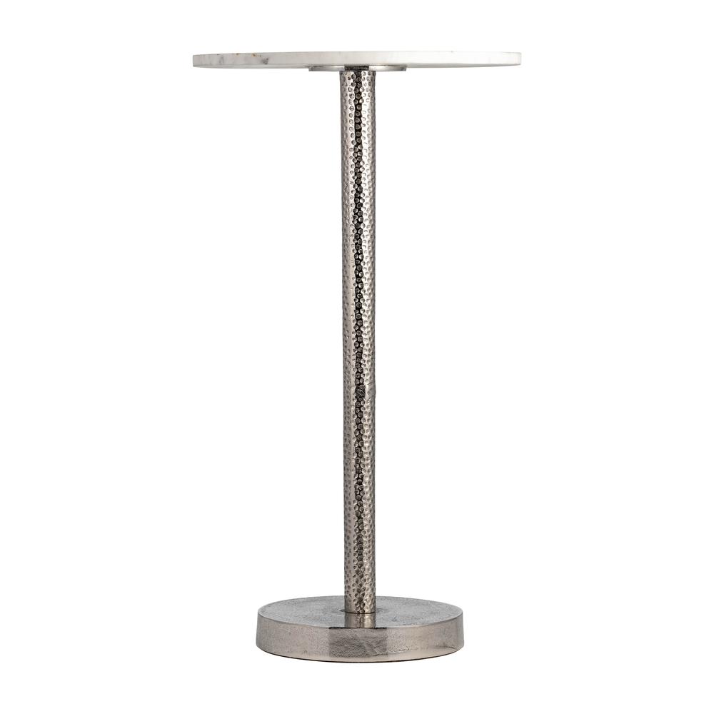 Metal, 24"h Round Drink Table - Flat Base, Silver/. Picture 2