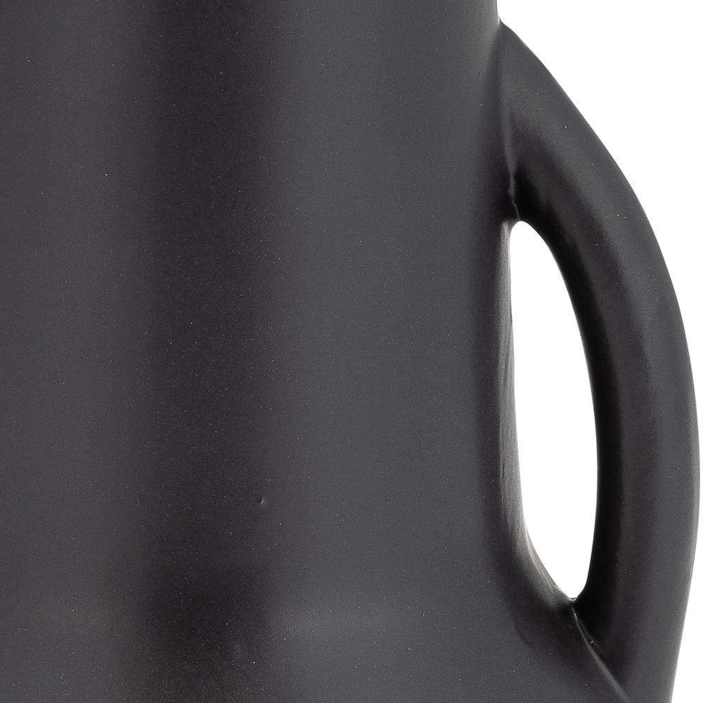 Cer,8",vase W/handles,black. Picture 6