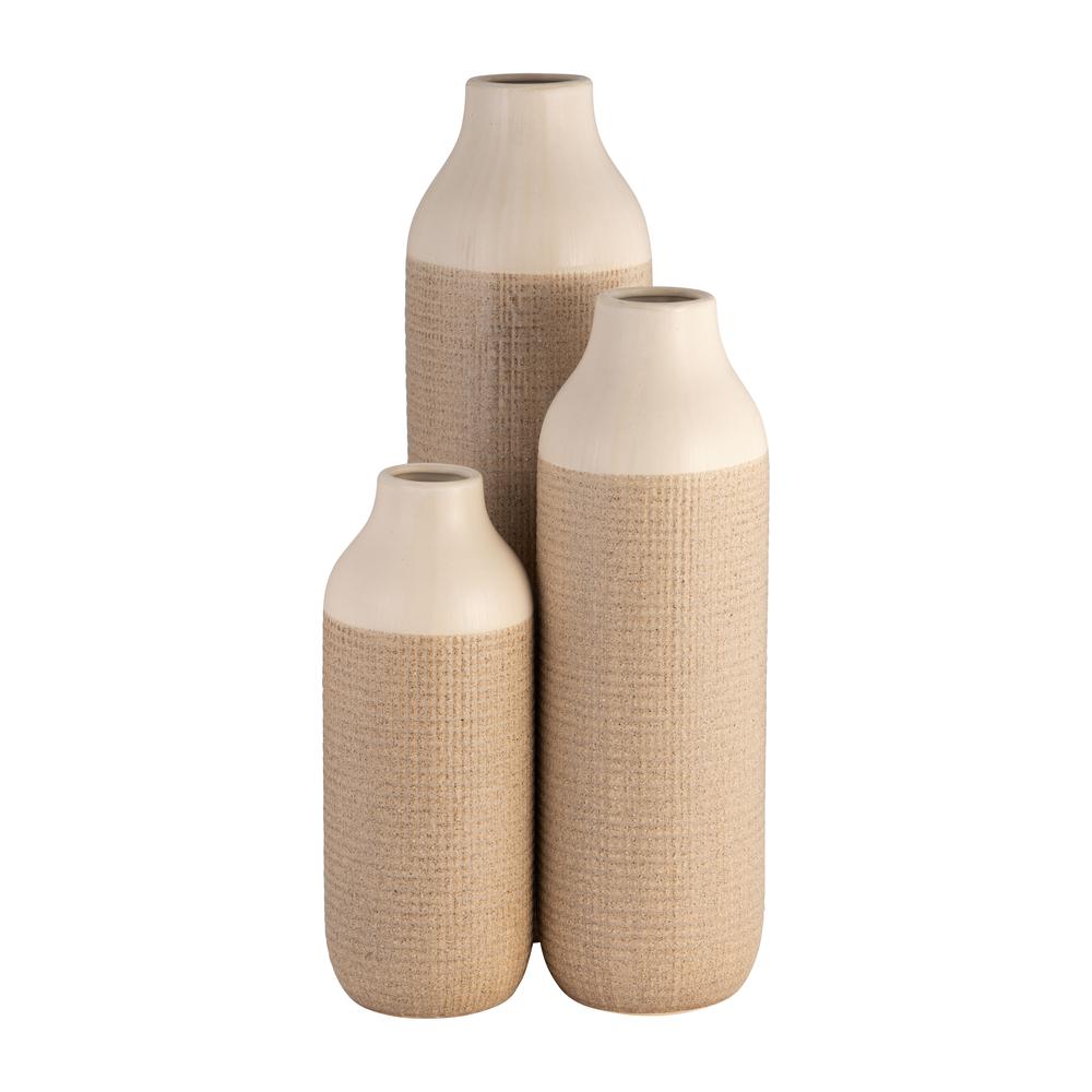 Cer, 20" 2-tone Vase, White/tan. Picture 6