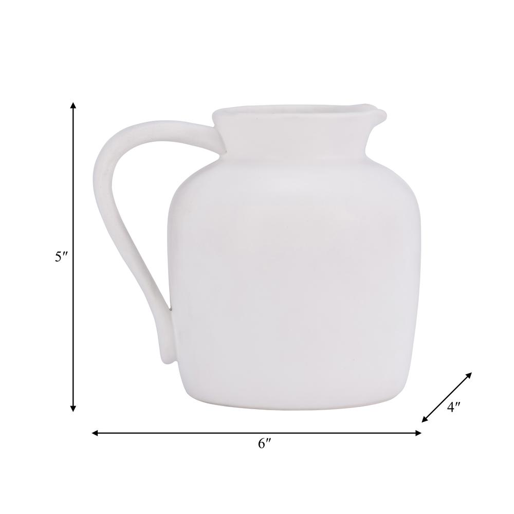 Cer, 5" Pitcher Vase, White. Picture 9