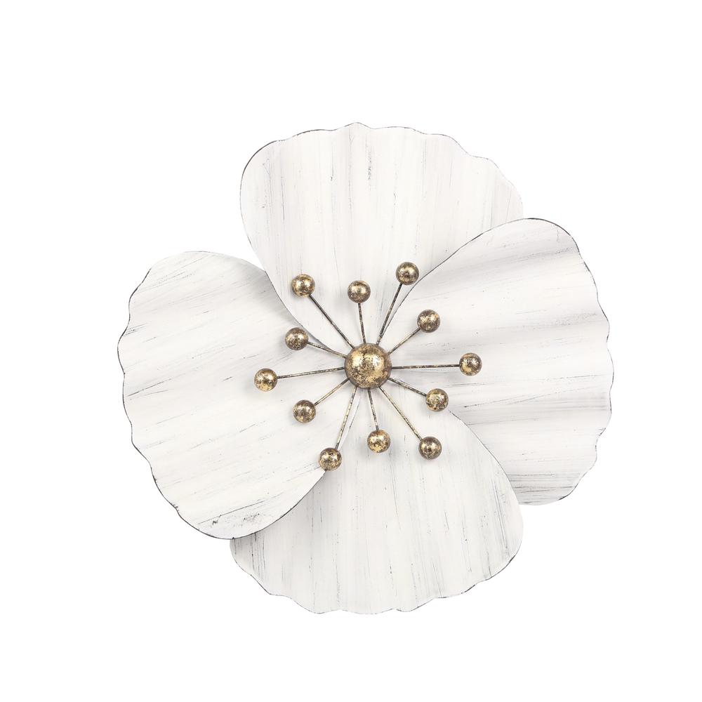 Metal 16" Wall Flower, White,wb. Picture 1