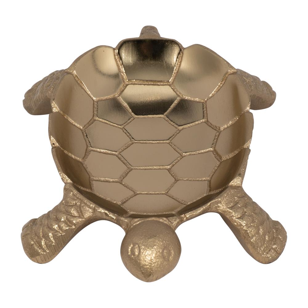 Metal, 7" Turtle Trinket Tray, Gold. Picture 1