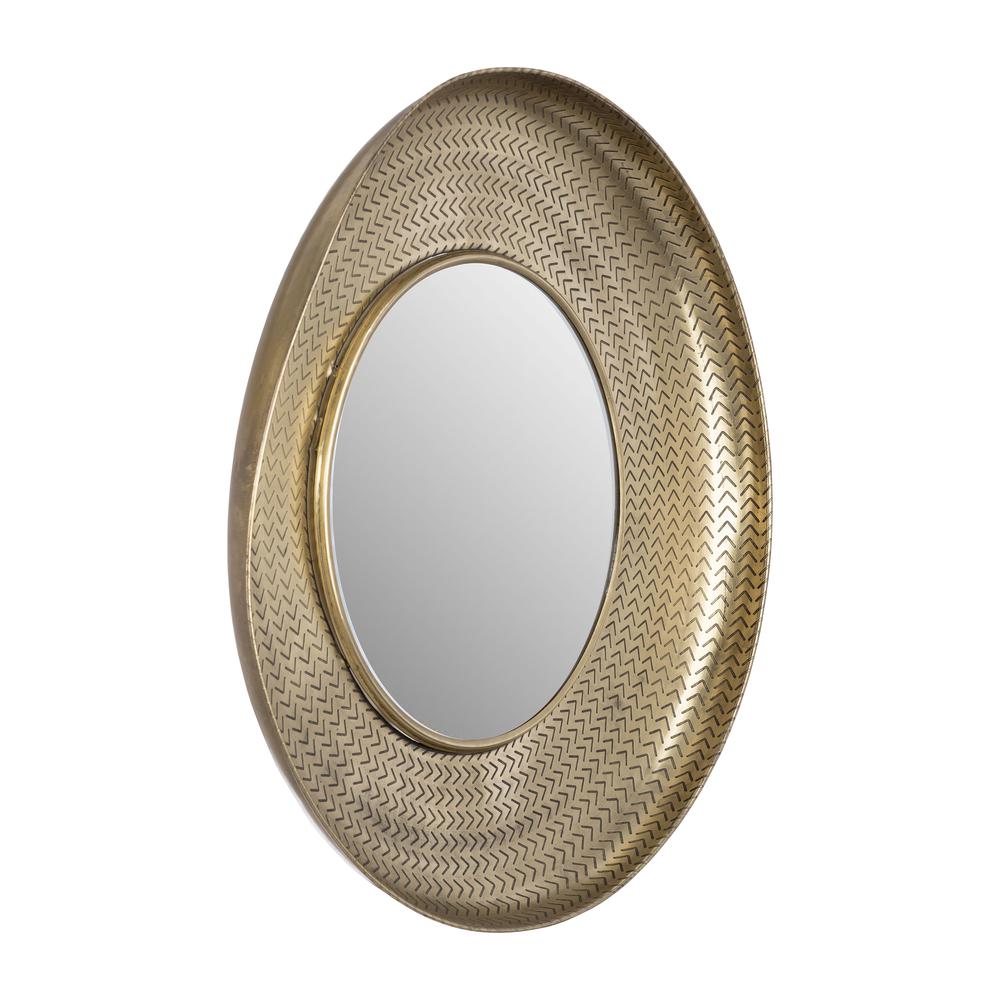 Metal,30",bowl W/v Pattrn Mirror,gold. Picture 2