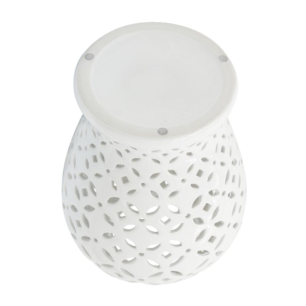 24" Cut-out Daisies Temple Jar, White. Picture 6