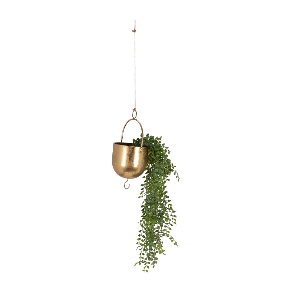 Metal 6" Hanging Planter, Gold. Picture 6