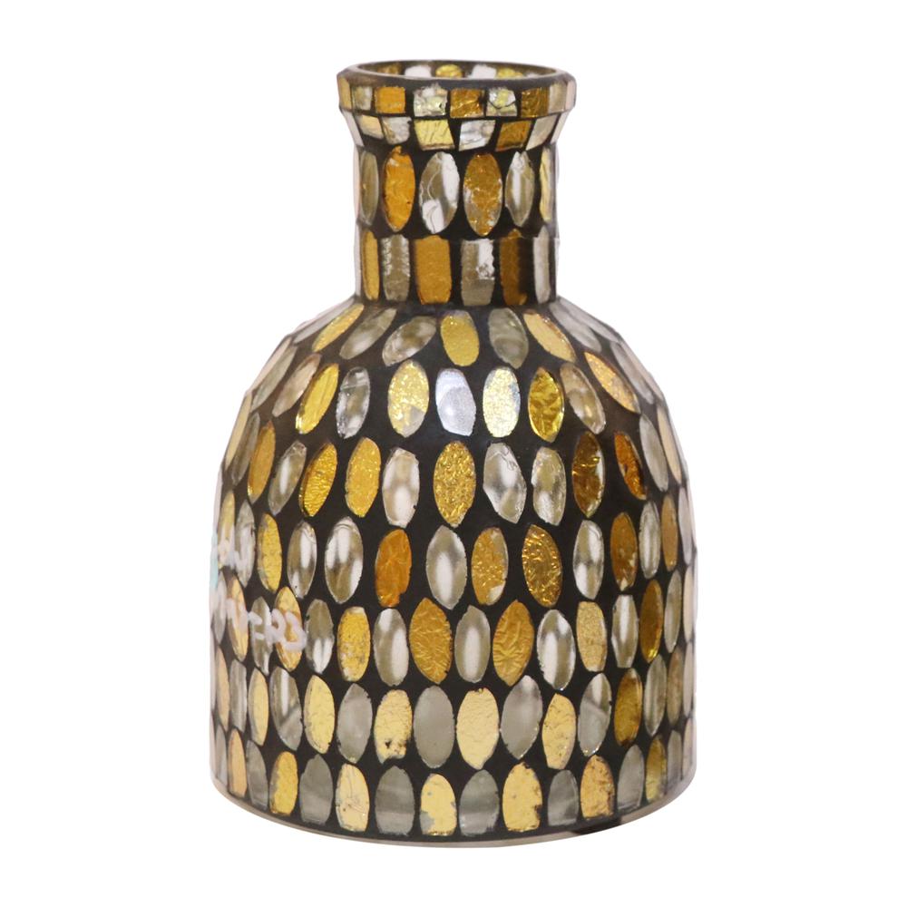 Glass, 6"h Mosaic Vase, Copper. Picture 1