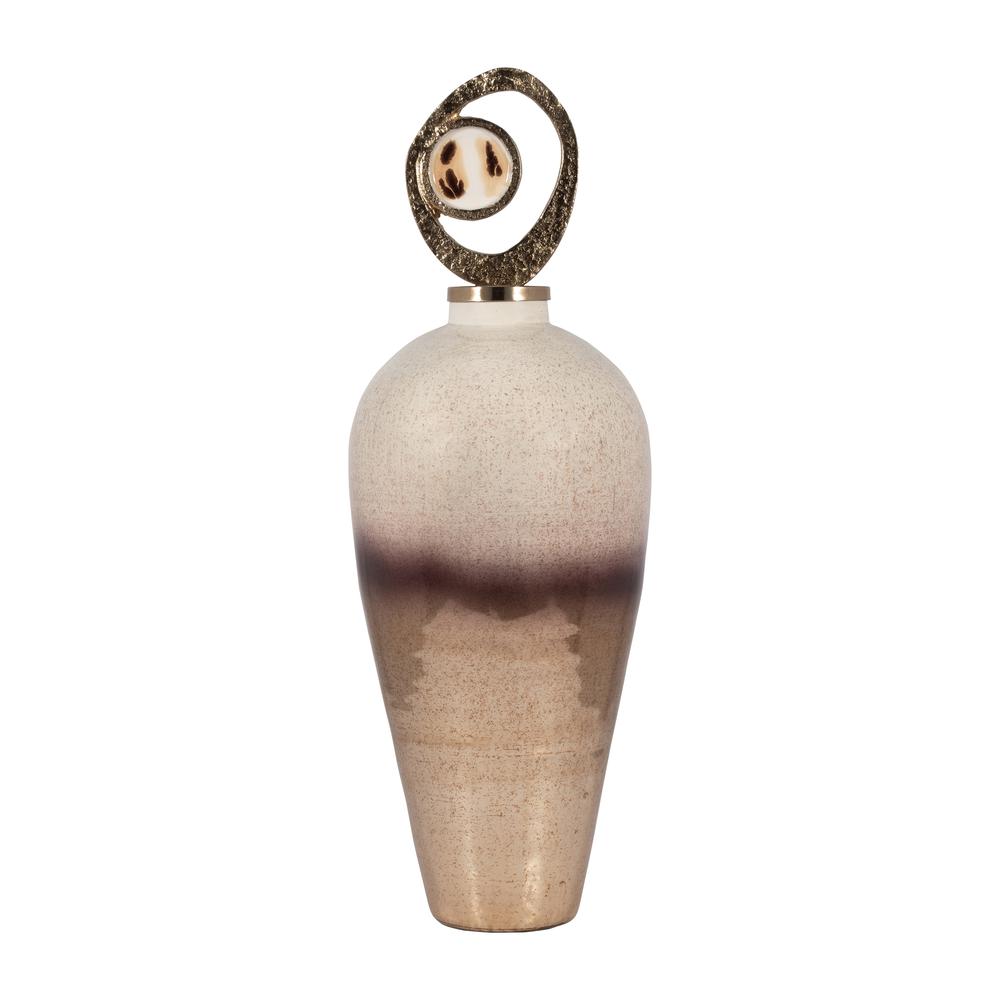 Glass, 27" Vase Metal Swirl Topper, 2-tone Bronze. Picture 1