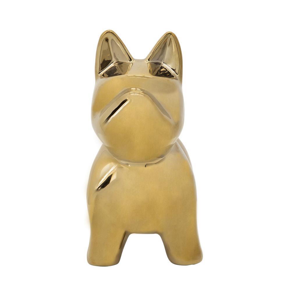 Cer, 8" Dog Table Deco, Gold. Picture 2