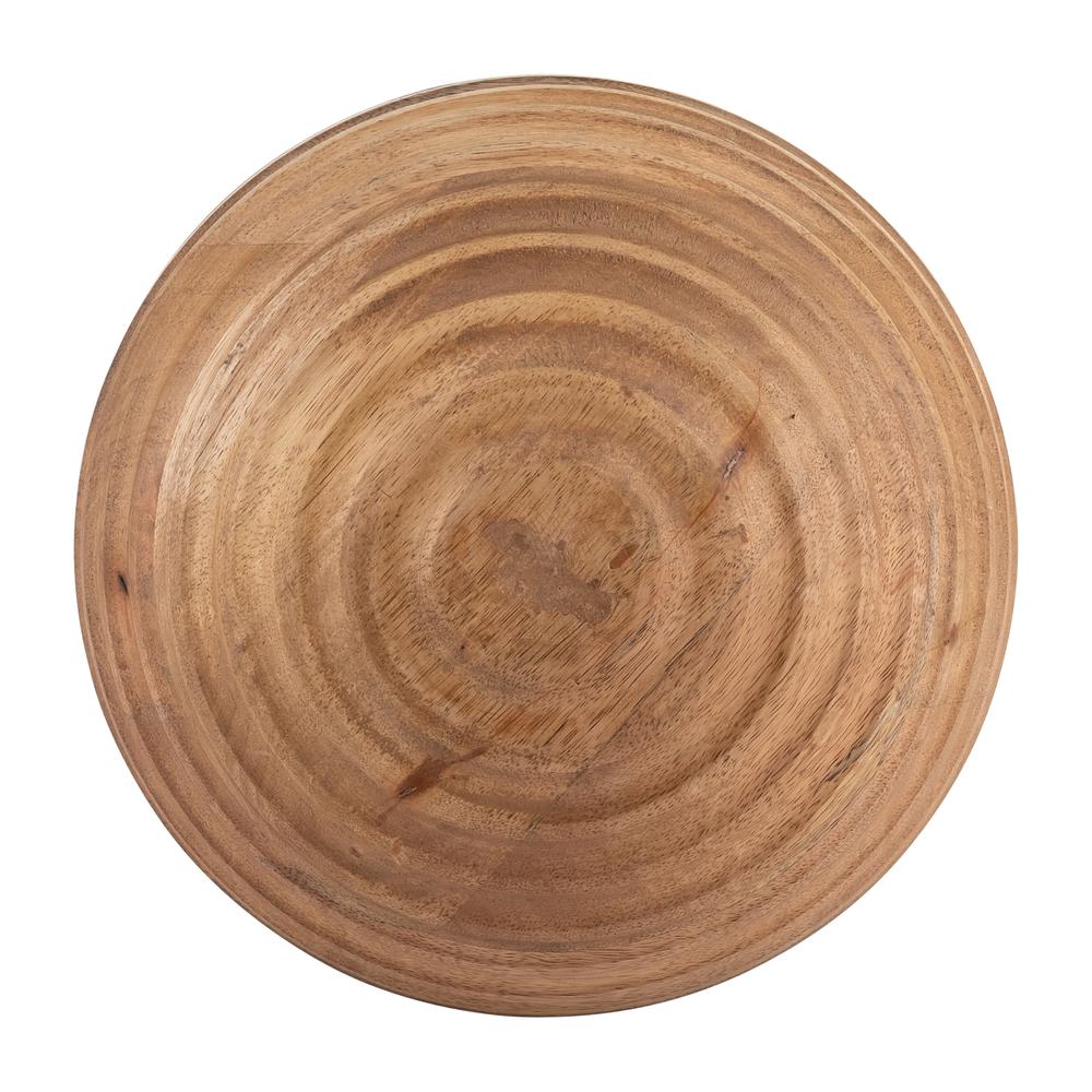 8" Wooden Orb W/ Ridges, Natural. Picture 3
