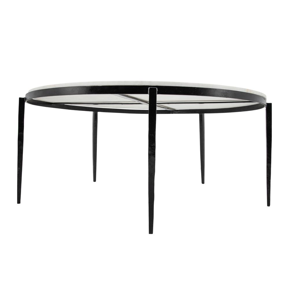 Metal, 34x17" Coffee Table W/ Marble Top, Black Kd. Picture 3