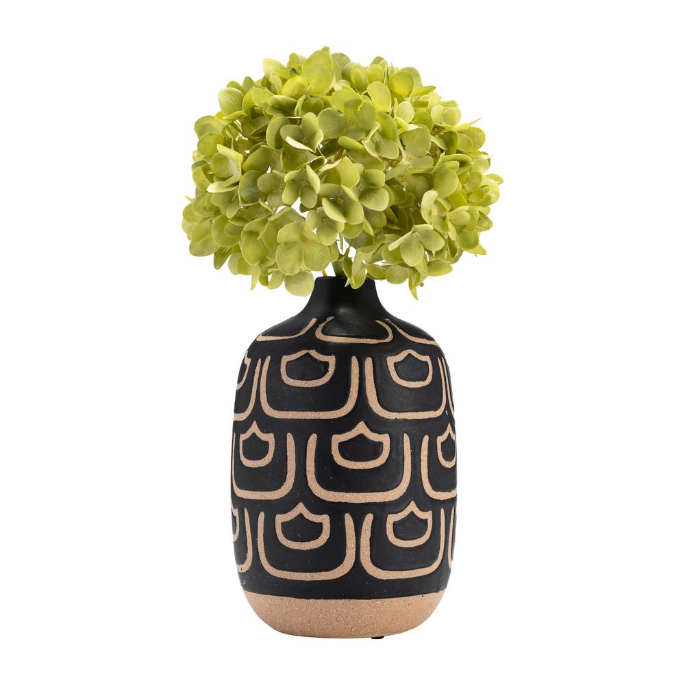 Cer, 10" Decorative Vase, Black/tan. Picture 2