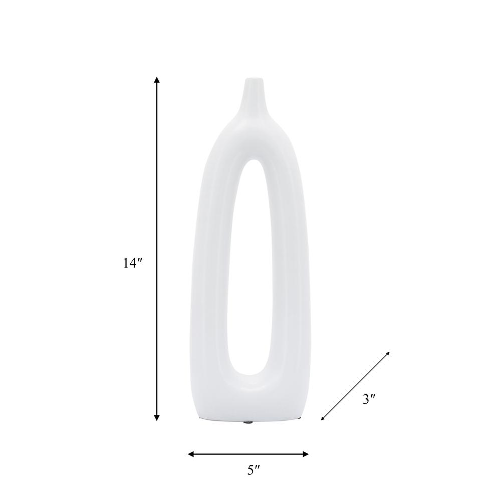 Cer, 14"h Open Cut-out Vase, White. Picture 7