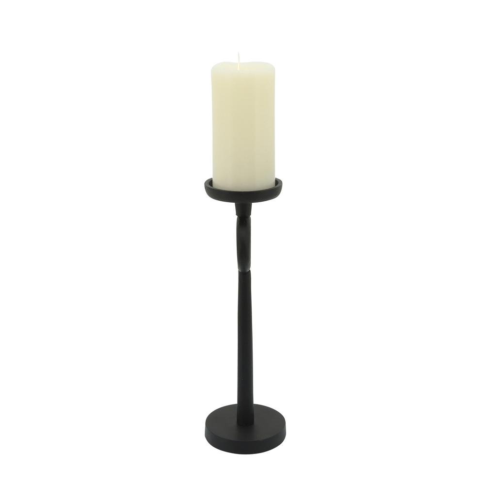 13"h Metal Candle Holder, Black. Picture 3