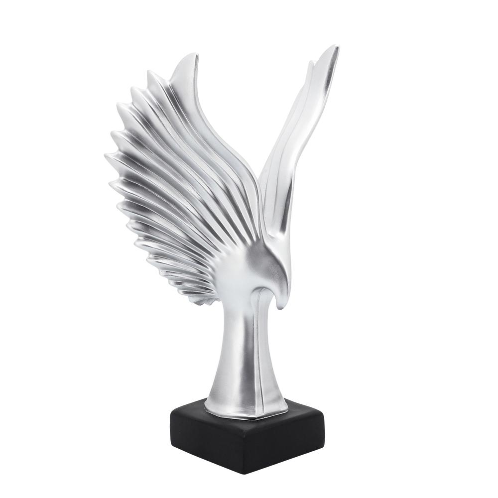 Resin 14"h Eagle Table Accent, Silver. Picture 1