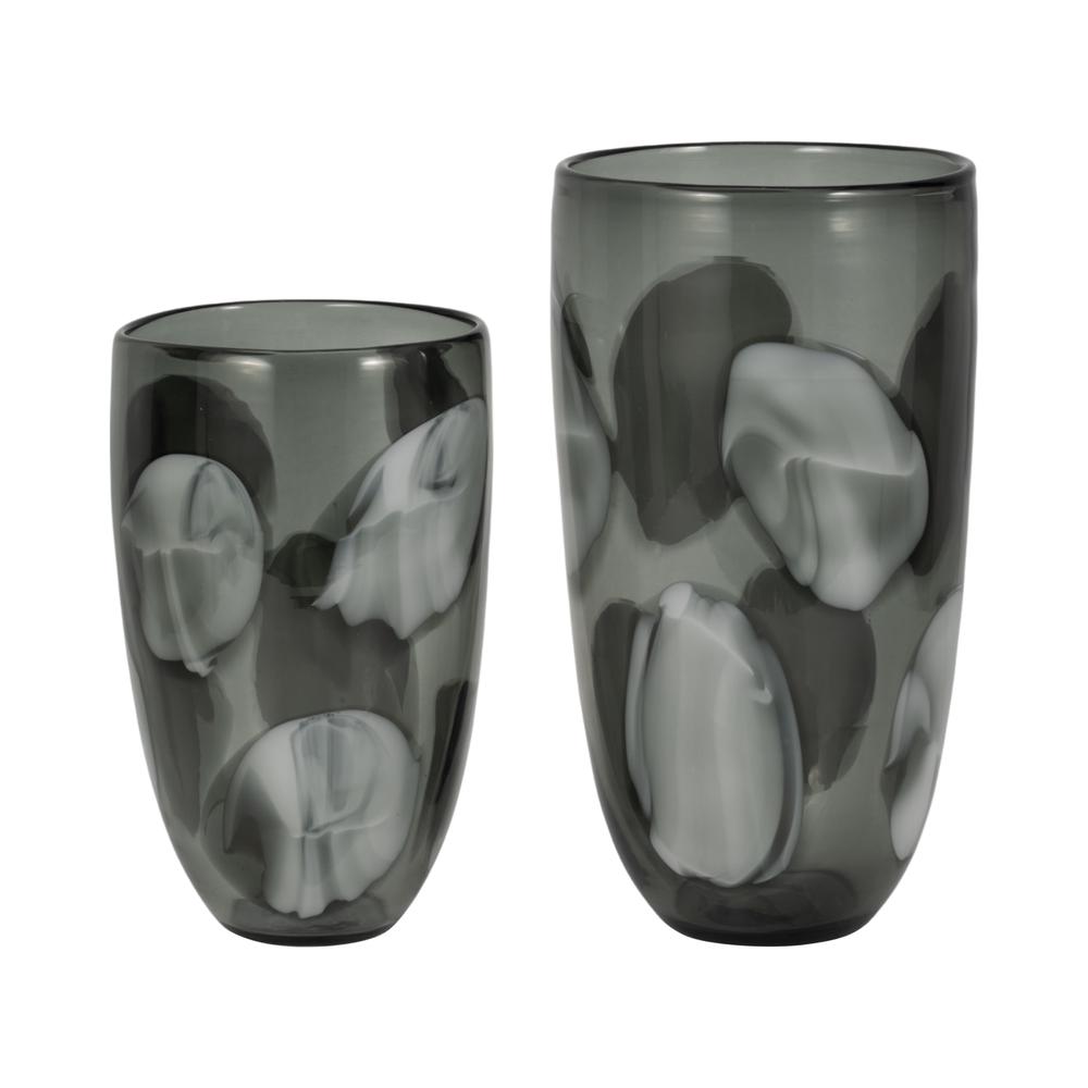 Glass, 11" Hand Blown Vase, Aqua. Picture 7