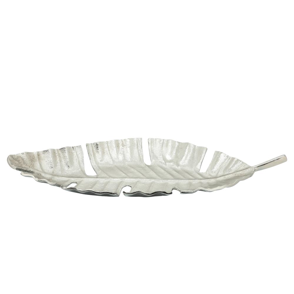 Metal, 22" Leaf Tray, Silver. Picture 1