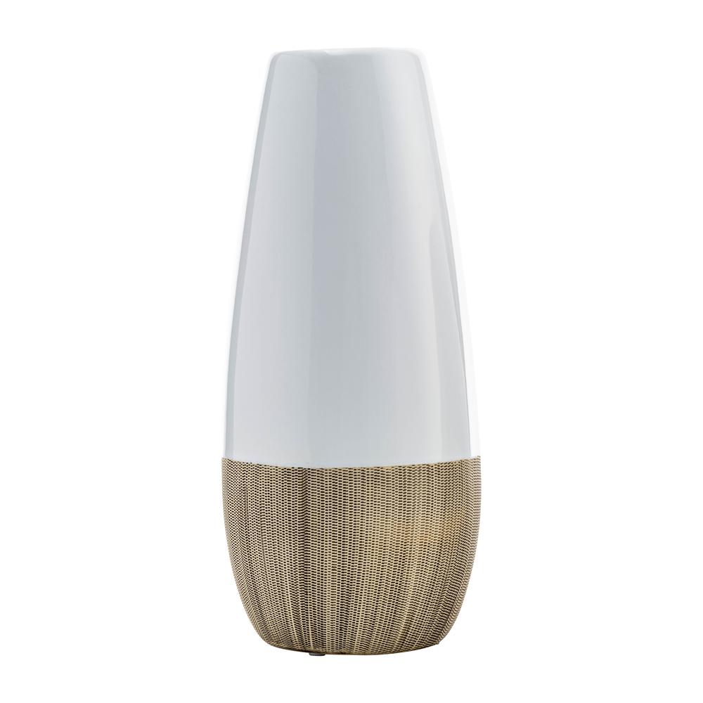 Cer, 13"h 2-tone Vase, Creme/white. Picture 1