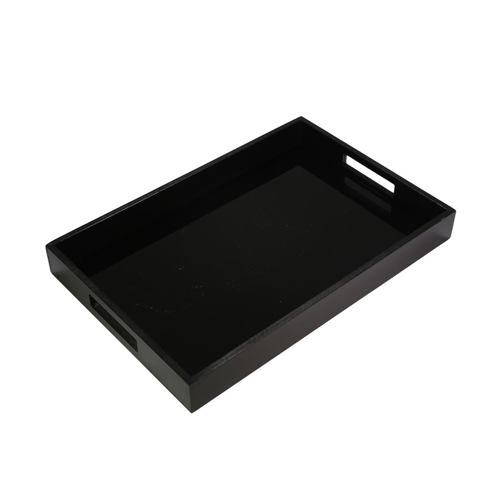 Black Wood/glass Tray. Picture 1