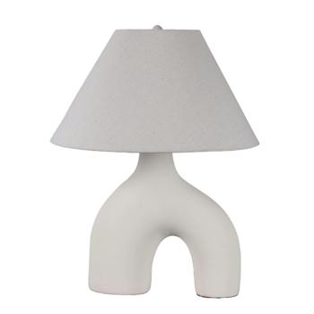 23" Modern Curved Arch Table Lamp, White. Picture 1