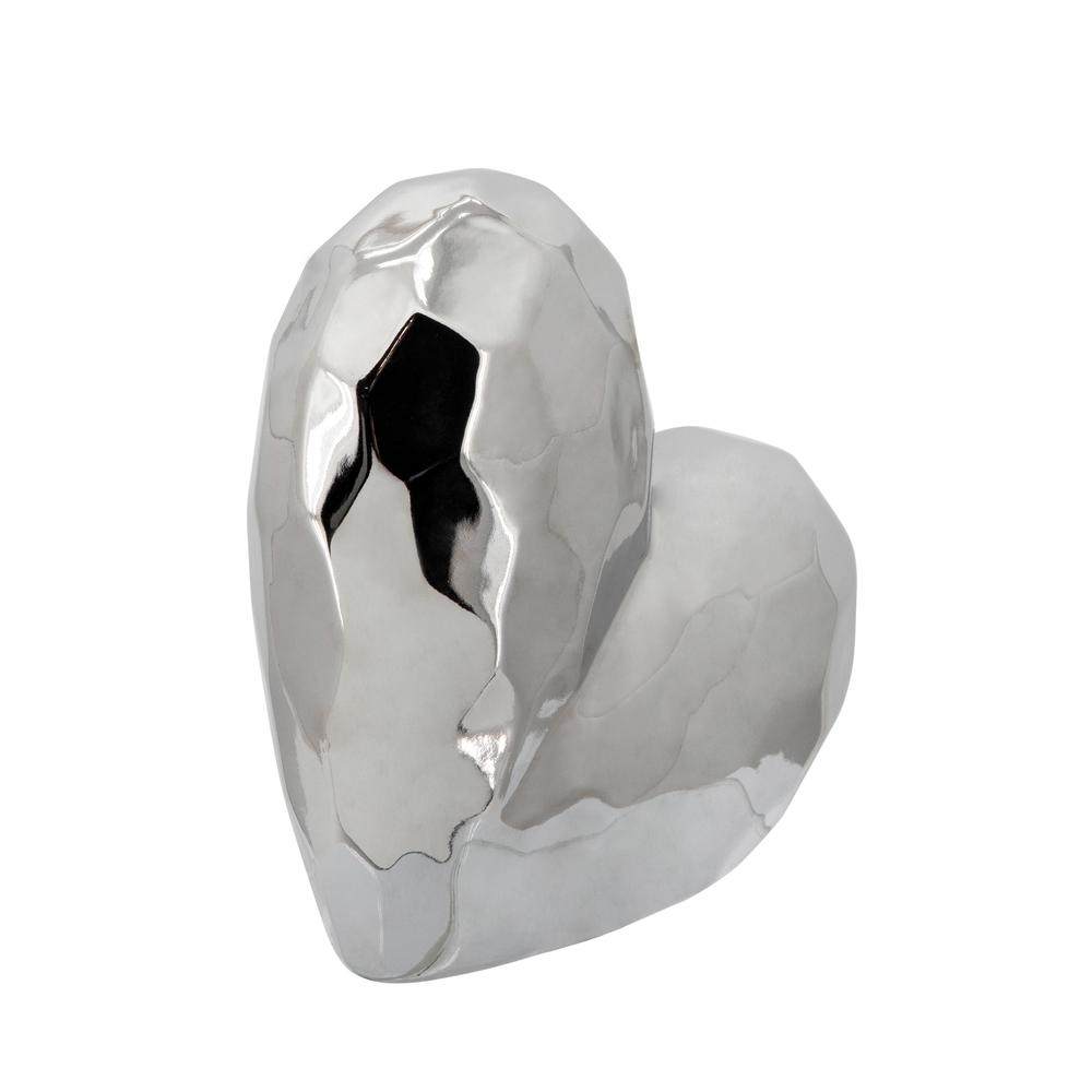 Silver Ceramic Heart 8". Picture 2