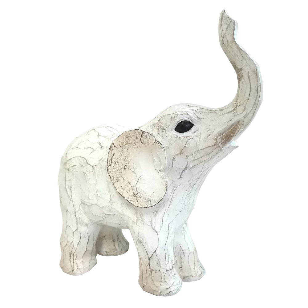 8" Elephant Figurine , White. Picture 1