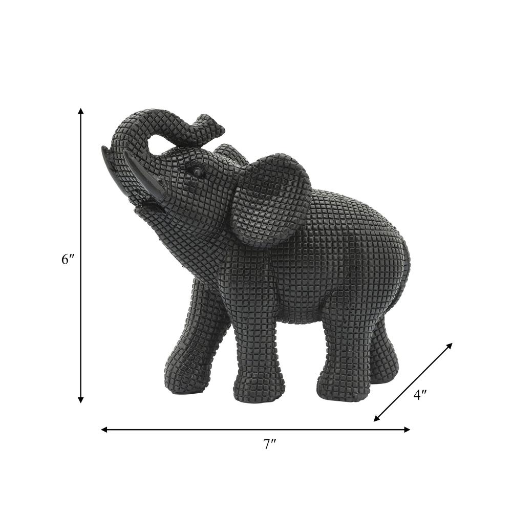 Resin 7" Elephant Table Accent, Black. Picture 6