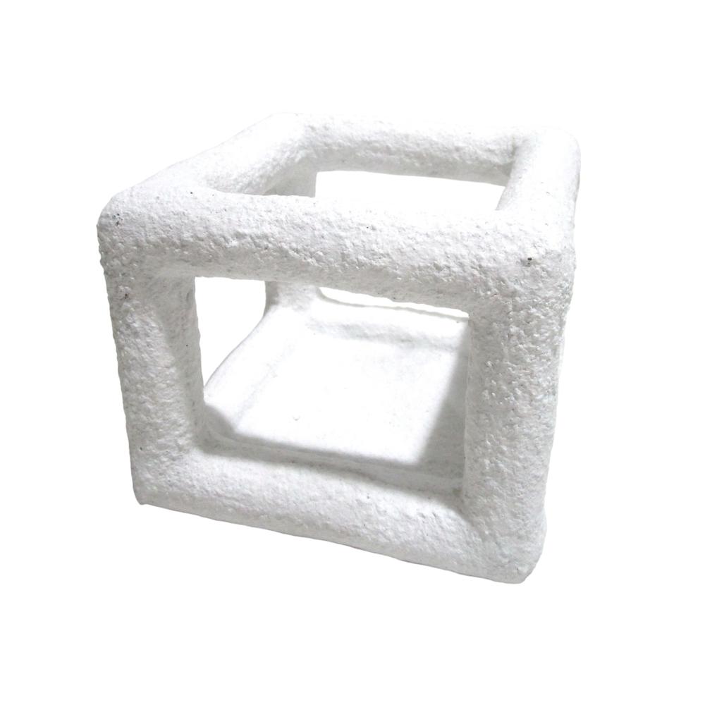 6" Textured Open Square Object, White. Picture 1