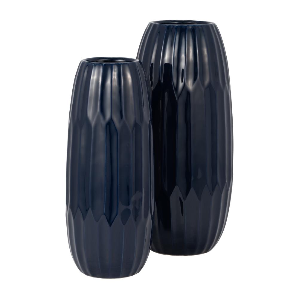 Ceramic 14" Vase , Navy Blue. Picture 7