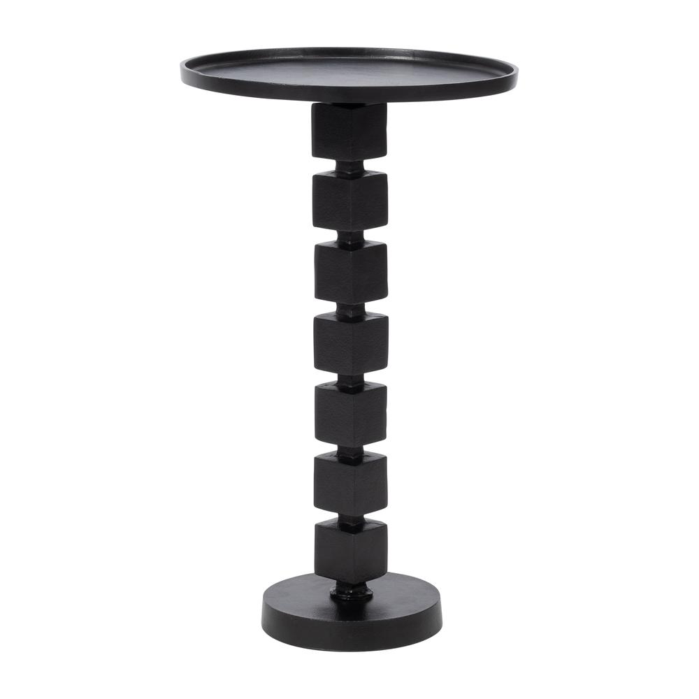 26" Aluminum Stacked Cube Accent Table, Black. Picture 2