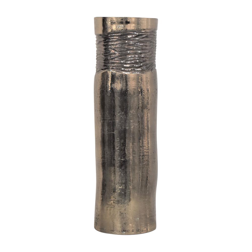 Glass, 18" Textured Enamel Vase, Bronze. Picture 1