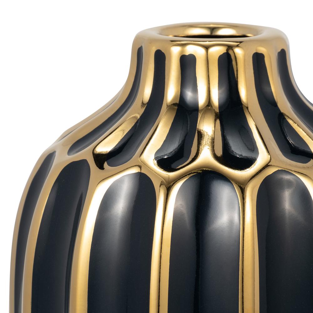 Ceramic Vase 8", Drk Navy/gold. Picture 4