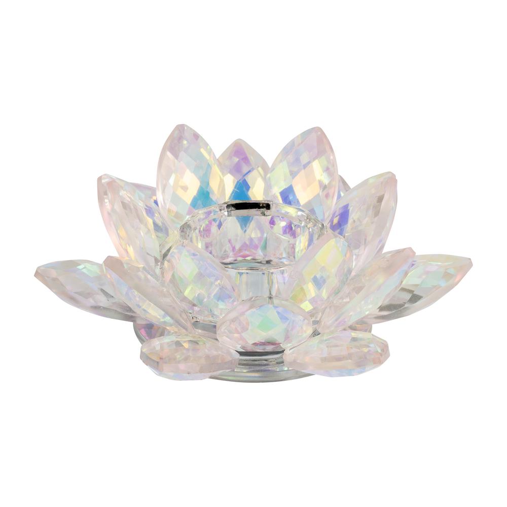 Blush Crystal Lotus Votive Holder 6". Picture 1
