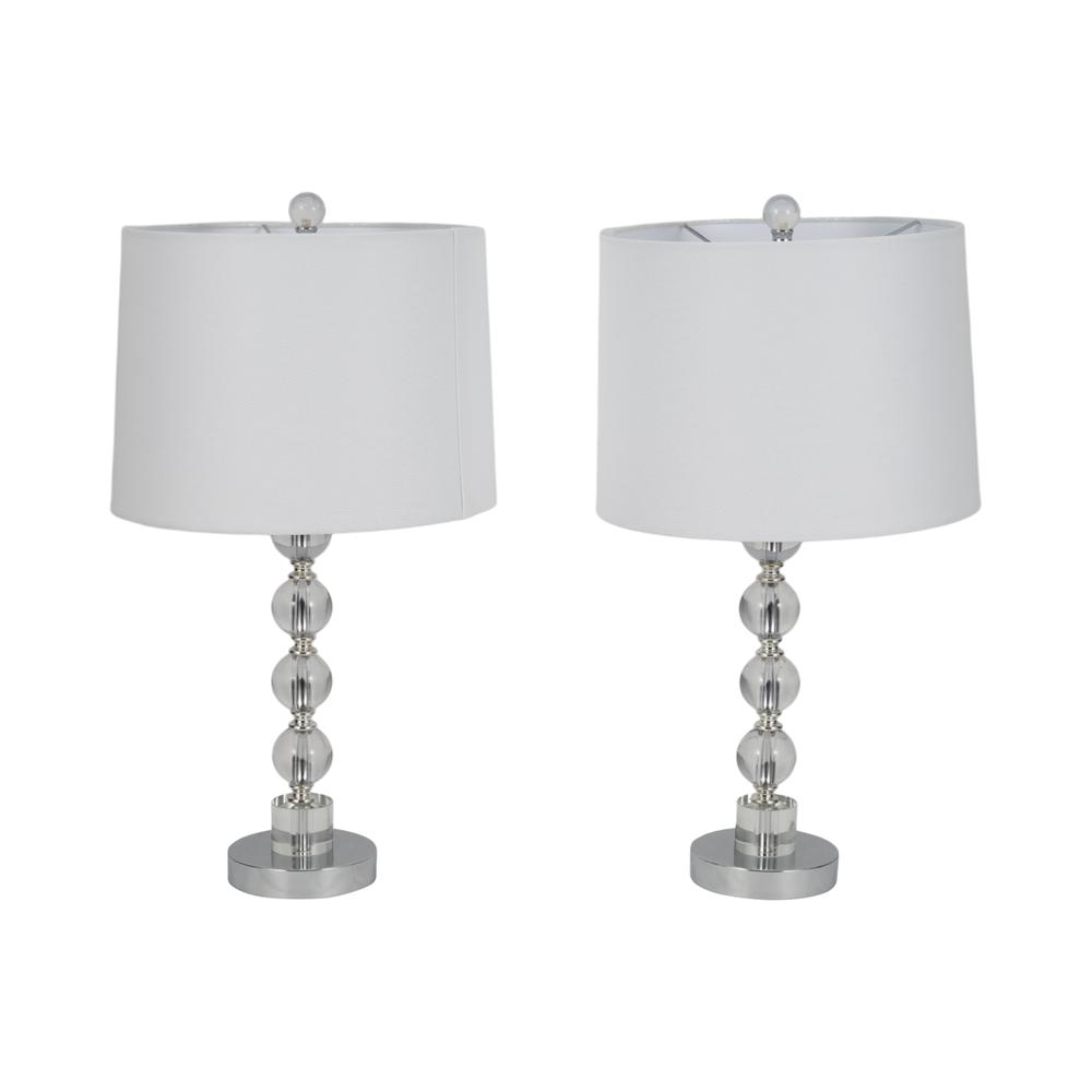 S/2 22" Crystal Table Lamp, Silver. Picture 3