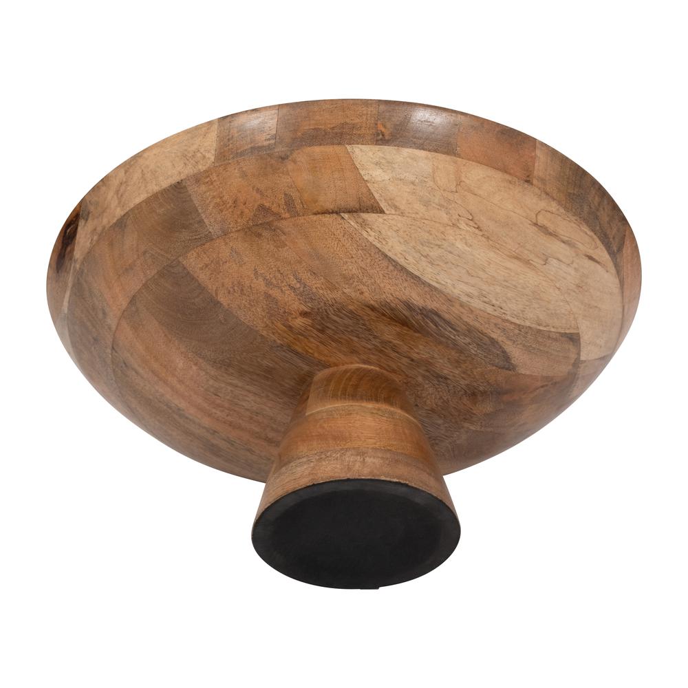 Wood, 15" Bowl On Pedestal, Natural. Picture 6