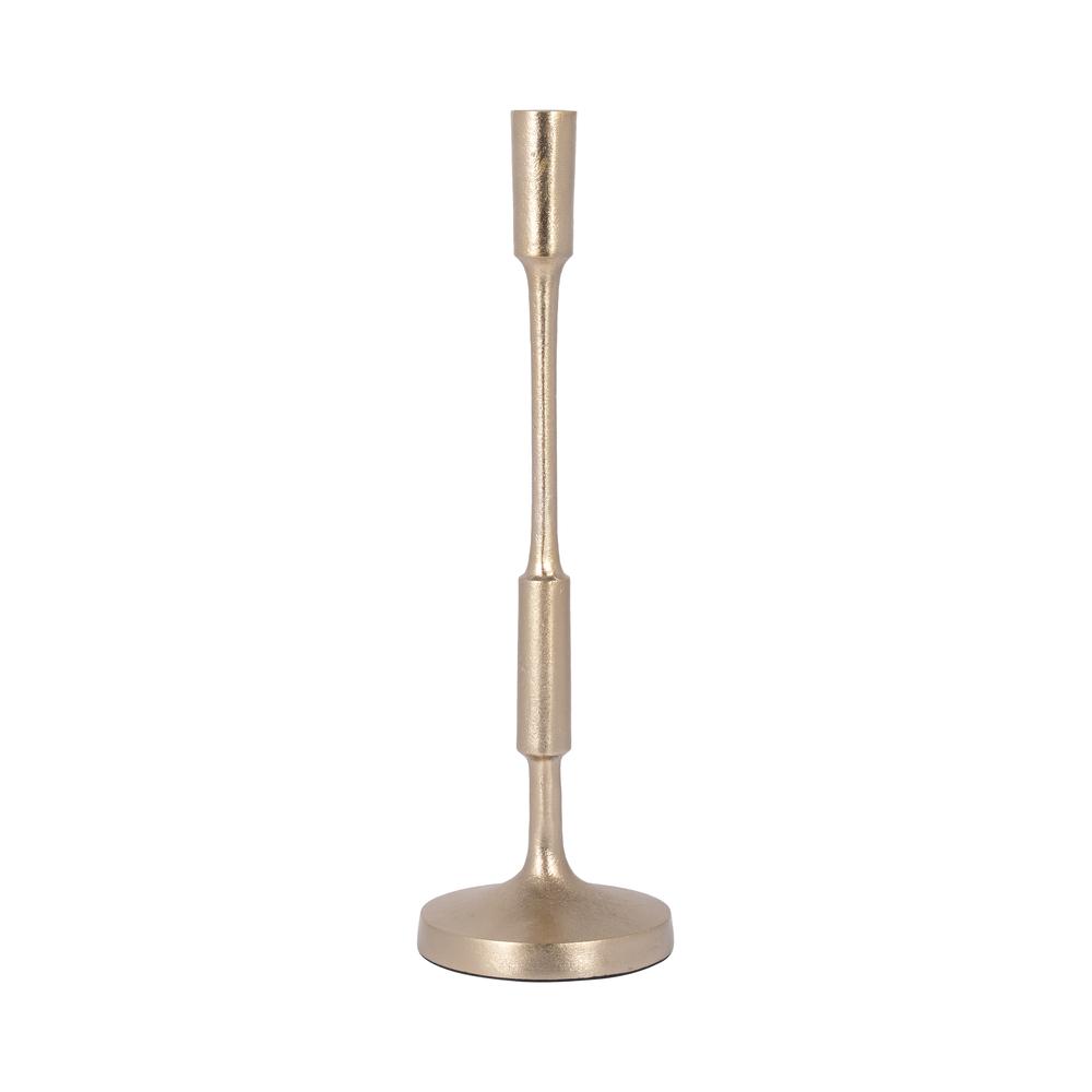 Metal, 16"h Taper Candle Holder, Champagne. Picture 1