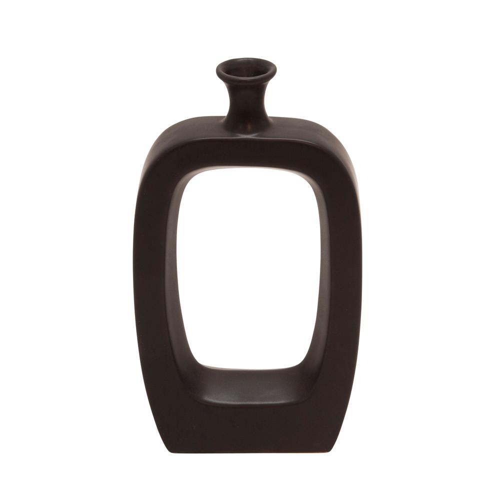 Cer, 14" Vase W/cutout, Black. Picture 2