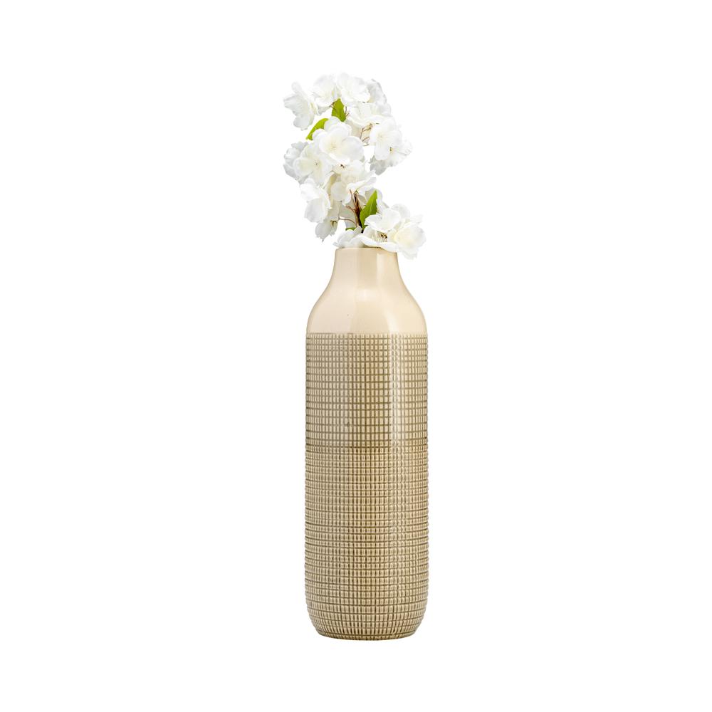 Cer, 16"h 3-tone Vase, Olive Green. Picture 2