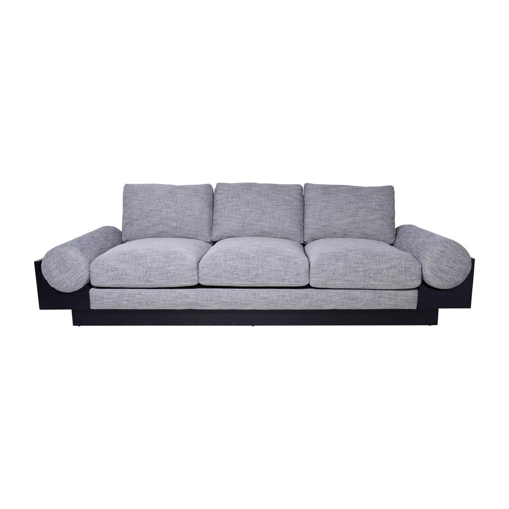 3- Seater Bolster Sofa - Black Wood Base - Tan/blk. Picture 2