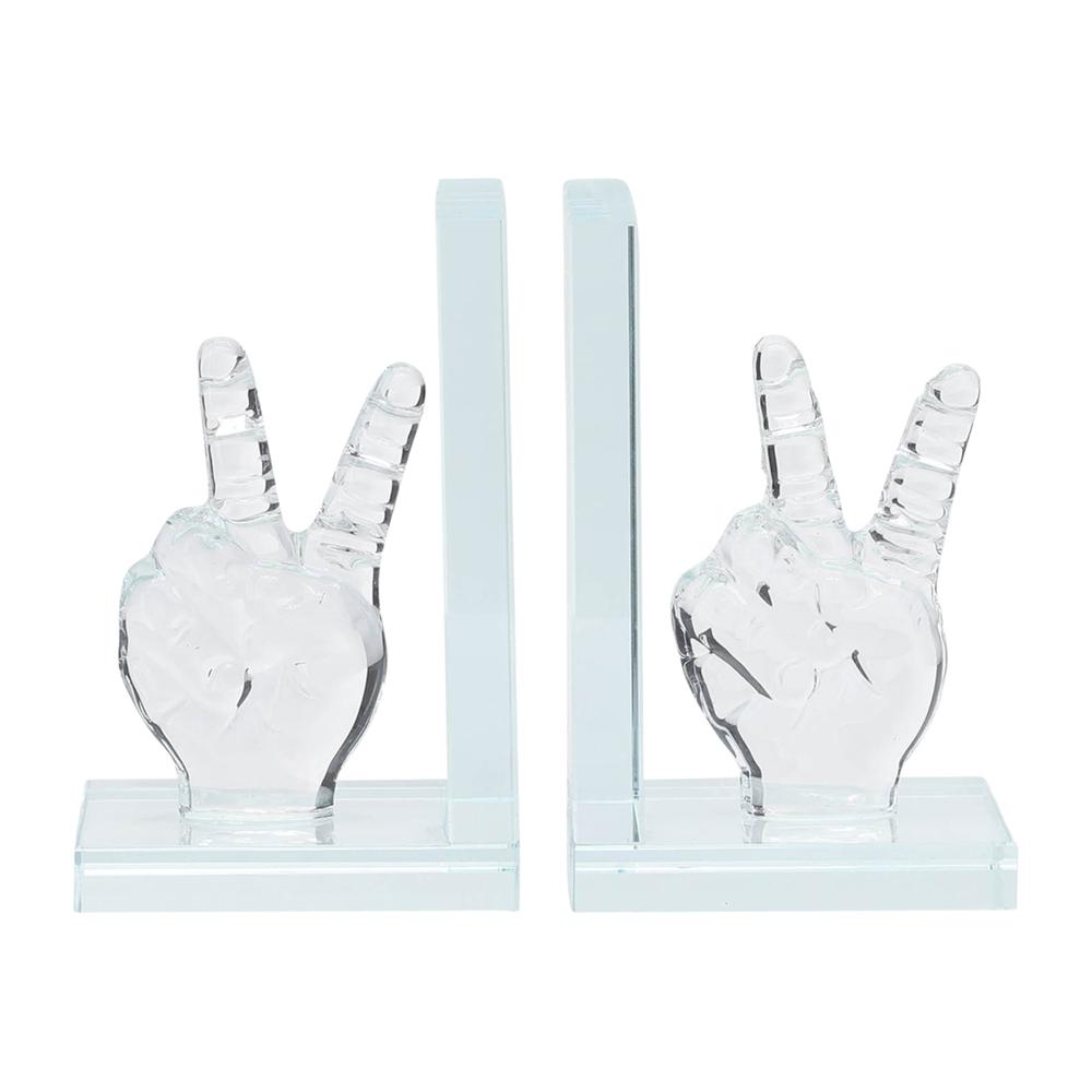 Crystal, S/2 6"h Peace Sign Bookends. Picture 2