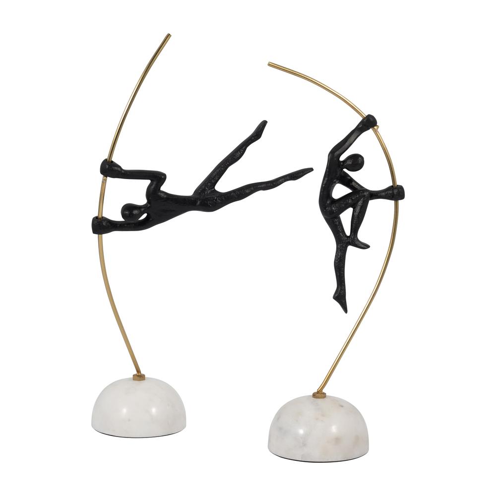 Metal, 17" Gymnast On Pole, Black/gold. Picture 8