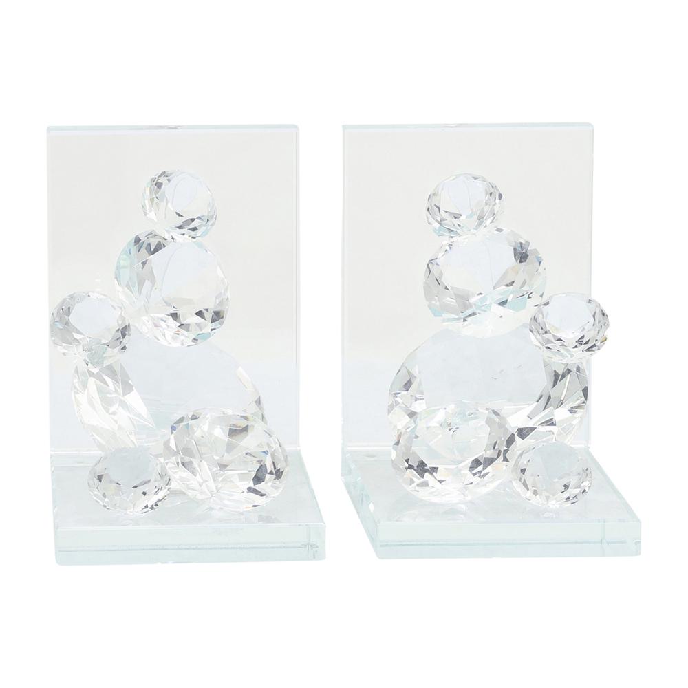 S/2 Crystal Diamond Bookends. Picture 4