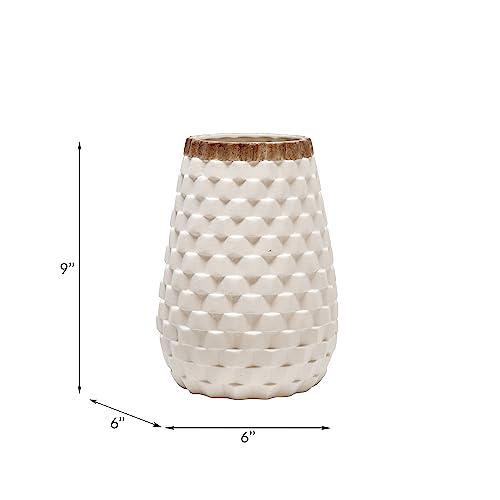 9" Textured Vase, White. Picture 3