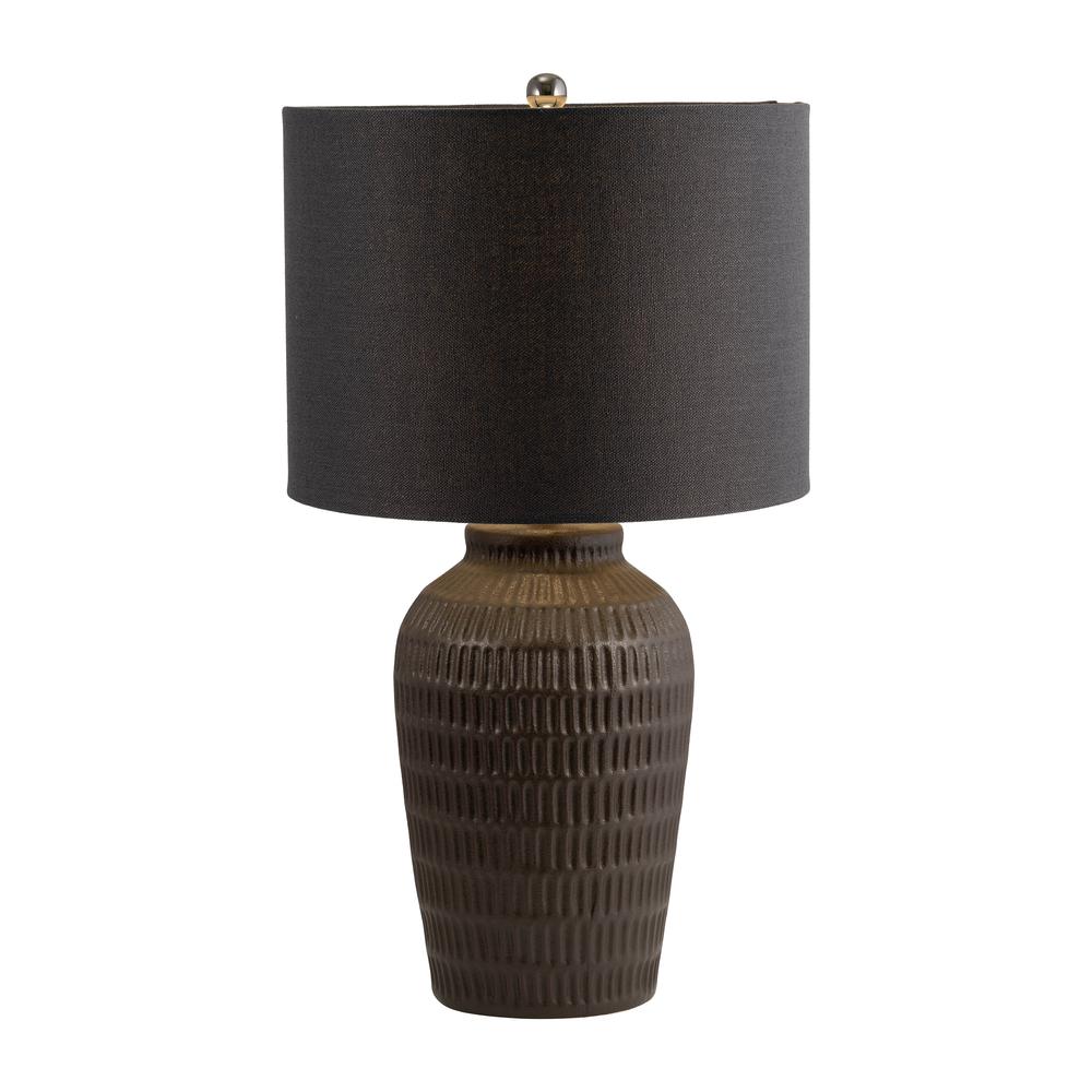 Ceramic, 27" Dimpled Table Lamp, Brown. Picture 2
