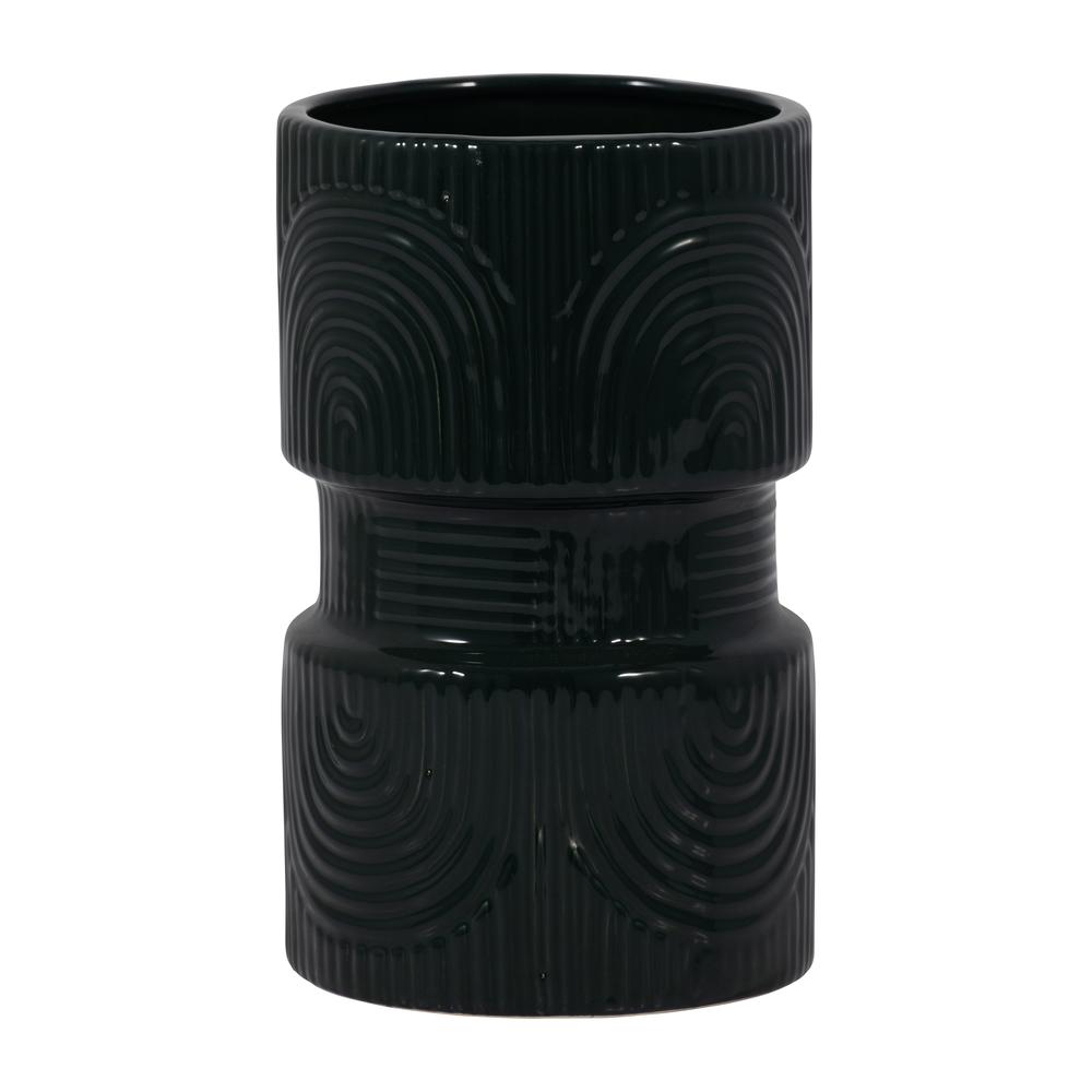 Cer, 7" Arches Dumbell Vase, Forest Green. Picture 2