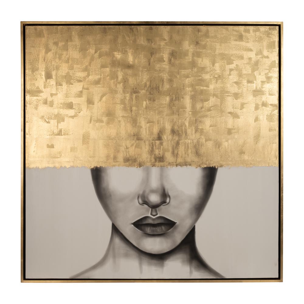 71x71, Hand Painted Gold Streak Woman. Picture 1